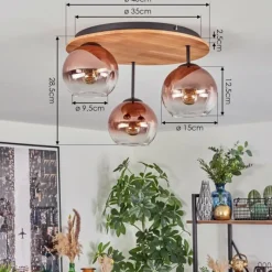 hofstein Koyoto Plafonnier, Boule lumineuse 40 cm Écru, Noir, 3 lumières