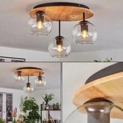 hofstein Koyoto Plafonnier, Boule lumineuse 40 cm Écru, Noir, 3 lumières