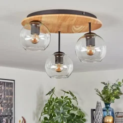 hofstein Koyoto Plafonnier, Boule lumineuse 40 cm Écru, Noir, 3 lumières