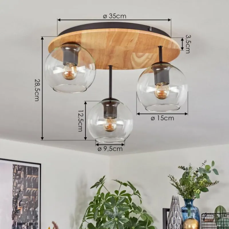 hofstein Koyoto Plafonnier, Boule lumineuse 40 cm Écru, Noir, 3 lumières