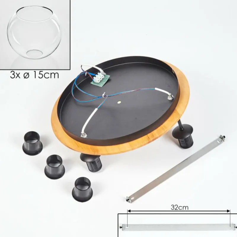 hofstein Koyoto Plafonnier, Boule lumineuse 40 cm Écru, Noir, 3 lumières