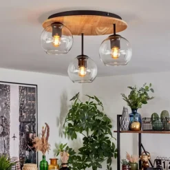 hofstein Koyoto Plafonnier, Boule lumineuse 40 cm Écru, Noir, 3 lumières