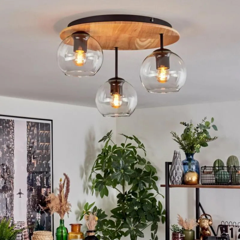 hofstein Koyoto Plafonnier, Boule lumineuse 40 cm Écru, Noir, 3 lumières