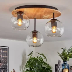 hofstein Koyoto Plafonnier, Boule lumineuse 40 cm Écru, Noir, 3 lumières