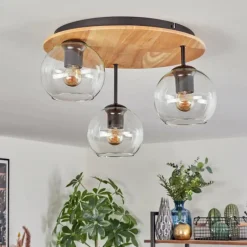 hofstein Koyoto Plafonnier, Boule lumineuse 40 cm Écru, Noir, 3 lumières