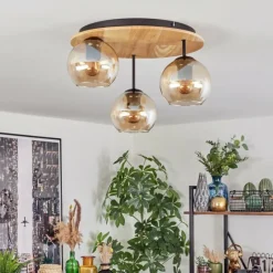 hofstein Koyoto Plafonnier, Boule lumineuse 40 cm Écru, Noir, 3 lumières