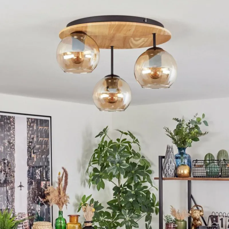 hofstein Koyoto Plafonnier, Boule lumineuse 40 cm Écru, Noir, 3 lumières