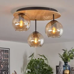 hofstein Koyoto Plafonnier, Boule lumineuse 40 cm Écru, Noir, 3 lumières