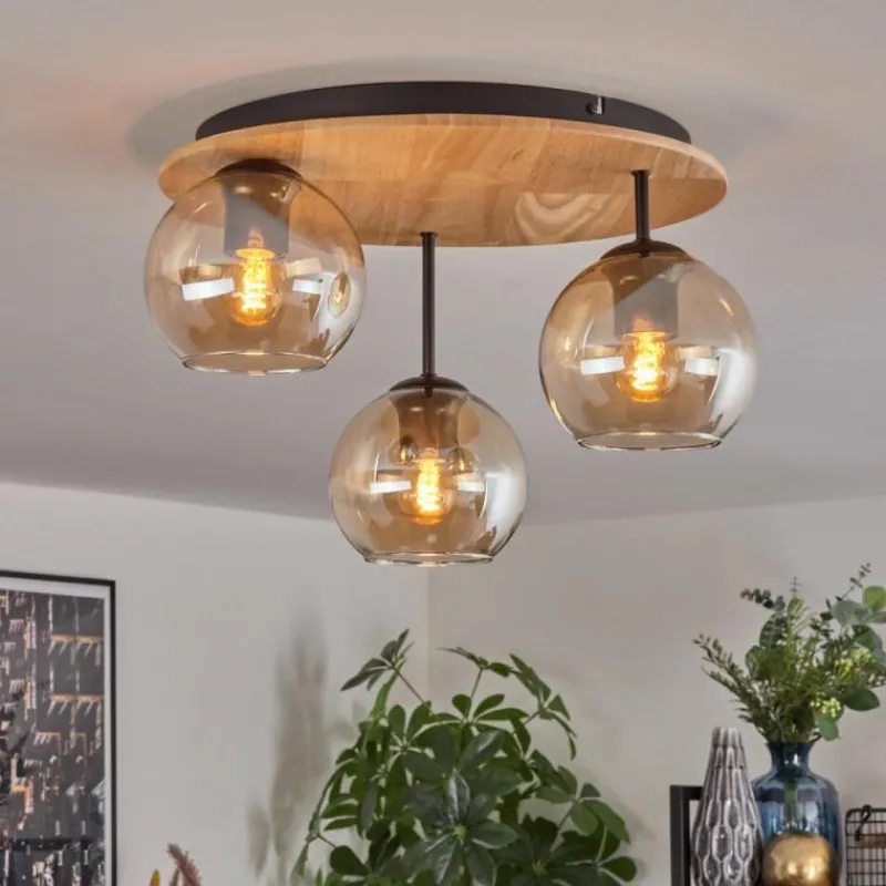 hofstein Koyoto Plafonnier, Boule lumineuse 40 cm Écru, Noir, 3 lumières