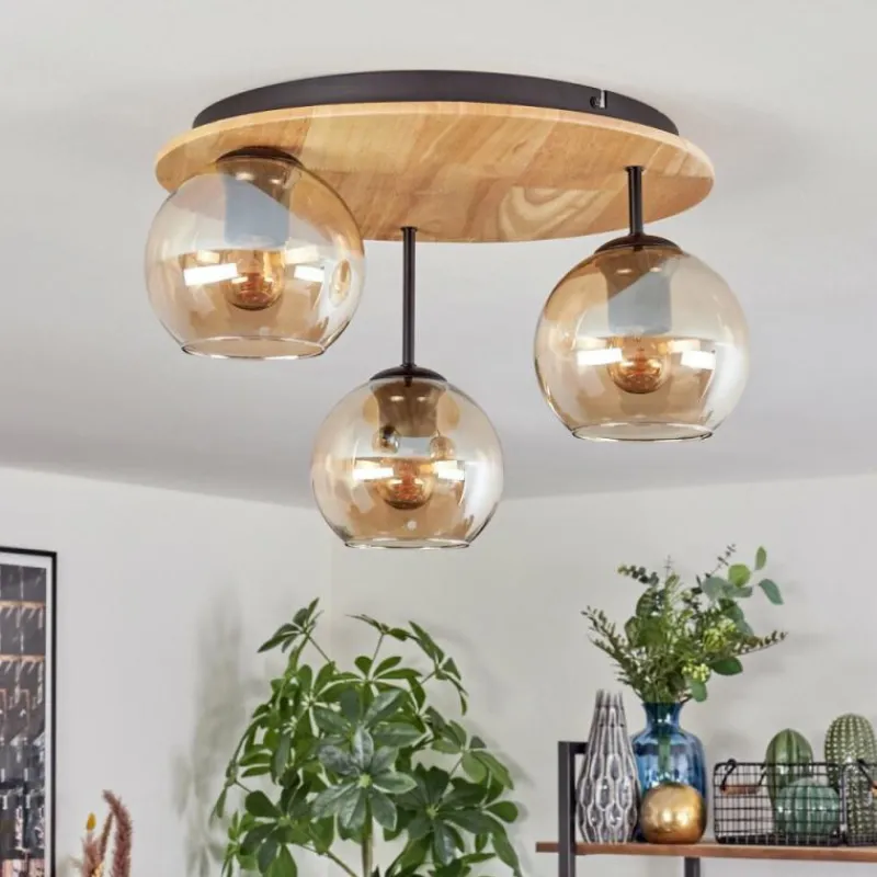 hofstein Koyoto Plafonnier, Boule lumineuse 40 cm Écru, Noir, 3 lumières