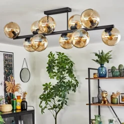 hofstein Koyoto Plafonnier, Boule lumineuse Ambre, 10 lumières