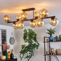 hofstein Koyoto Plafonnier, Boule lumineuse Ambre, 10 lumières