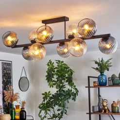 hofstein Koyoto Plafonnier, Boule lumineuse Ambre, Clair, Fumé, 10 lumières