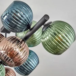 hofstein Koyoto Plafonnier, Boule lumineuse Bleu, Vert, Cuivré, 10 lumières
