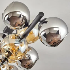 hofstein Koyoto Plafonnier, Boule lumineuse Ambre, Chrome, Fumé, 10 lumières