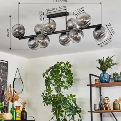 hofstein Koyoto Plafonnier, Boule lumineuse Clair, Fumé, 10 lumières