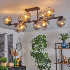 hofstein Koyoto Plafonnier, Boule lumineuse Clair, Fumé, 10 lumières