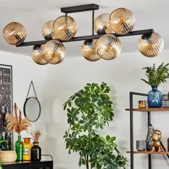 hofstein Koyoto Plafonnier, Boule lumineuse Ambre, 10 lumières