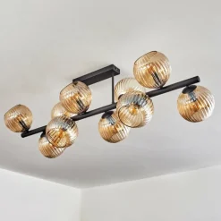 hofstein Koyoto Plafonnier, Boule lumineuse Ambre, 10 lumières