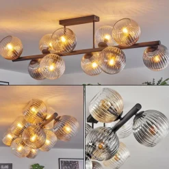 hofstein Koyoto Plafonnier, Boule lumineuse Ambre, Clair, Fumé, 10 lumières