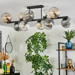 hofstein Koyoto Plafonnier, Boule lumineuse Ambre, Clair, Fumé, 10 lumières