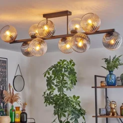 hofstein Koyoto Plafonnier, Boule lumineuse Ambre, Clair, Fumé, 10 lumières