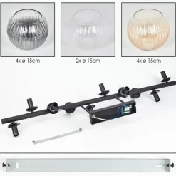 hofstein Koyoto Plafonnier, Boule lumineuse Ambre, Clair, Fumé, 10 lumières