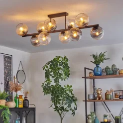 hofstein Koyoto Plafonnier, Boule lumineuse Ambre, Clair, Fumé, 10 lumières