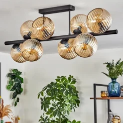 Lampes À Boules-hofstein Koyoto Plafonnier, Boule lumineuse Ambre, 8 lumières