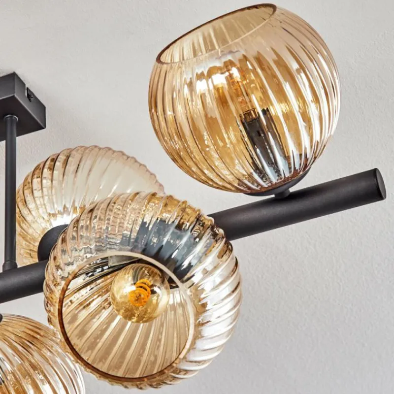 Lampes À Boules-hofstein Koyoto Plafonnier, Boule lumineuse Ambre, 8 lumières