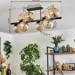 Lampes À Boules-hofstein Koyoto Plafonnier, Boule lumineuse Ambre, 8 lumières