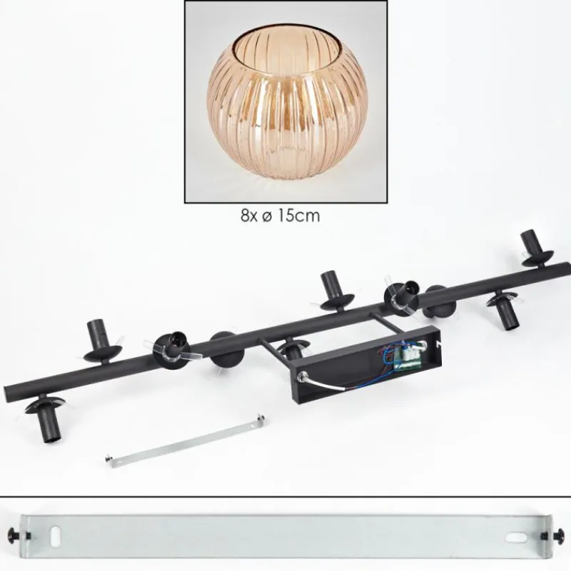 Lampes À Boules-hofstein Koyoto Plafonnier, Boule lumineuse Ambre, 8 lumières