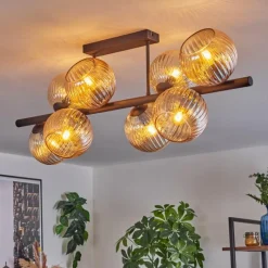 Lampes À Boules-hofstein Koyoto Plafonnier, Boule lumineuse Ambre, 8 lumières