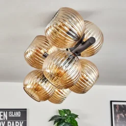 Lampes À Boules-hofstein Koyoto Plafonnier, Boule lumineuse Ambre, 8 lumières
