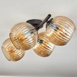 hofstein Koyoto Plafonnier, Boule lumineuse Ambre, 4 lumières