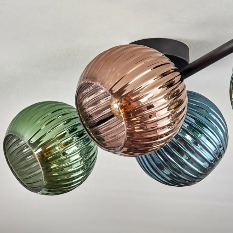 Lampes À Boules-hofstein Koyoto Plafonnier, Boule lumineuse Bleu, Vert, Cuivré, 4 lumières