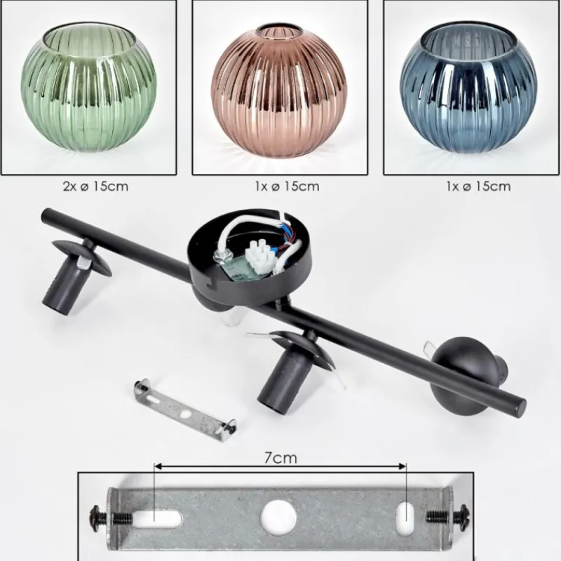 Lampes À Boules-hofstein Koyoto Plafonnier, Boule lumineuse Bleu, Vert, Cuivré, 4 lumières