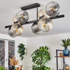 hofstein Koyoto Plafonnier, Boule lumineuse Ambre, Clair, Fumé, 8 lumières