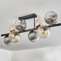 hofstein Koyoto Plafonnier, Boule lumineuse Ambre, Clair, Fumé, 8 lumières