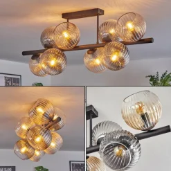 hofstein Koyoto Plafonnier, Boule lumineuse Ambre, Clair, Fumé, 8 lumières