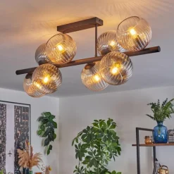 hofstein Koyoto Plafonnier, Boule lumineuse Ambre, Clair, Fumé, 8 lumières