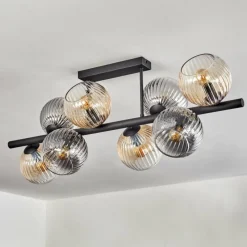hofstein Koyoto Plafonnier, Boule lumineuse Ambre, Clair, Fumé, 8 lumières
