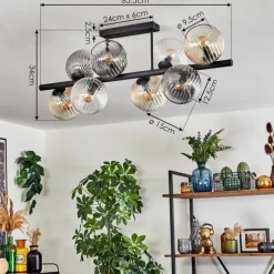 hofstein Koyoto Plafonnier, Boule lumineuse Ambre, Clair, Fumé, 8 lumières