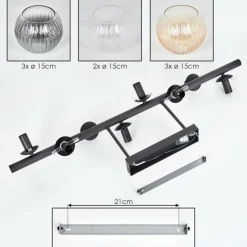 hofstein Koyoto Plafonnier, Boule lumineuse Ambre, Clair, Fumé, 8 lumières