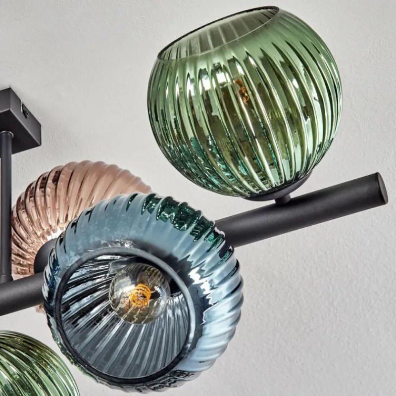 Lampes À Boules-hofstein Koyoto Plafonnier, Boule lumineuse Bleu, Vert, Cuivré, 8 lumières