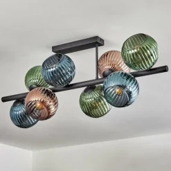 Lampes À Boules-hofstein Koyoto Plafonnier, Boule lumineuse Bleu, Vert, Cuivré, 8 lumières