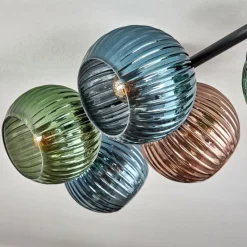 hofstein Koyoto Plafonnier, Boule lumineuse Bleu, Vert, Cuivré, 5 lumières
