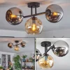 hofstein Koyoto Plafonnier, Boule lumineuse Ambre, Chrome, Fumé, 3 lumières