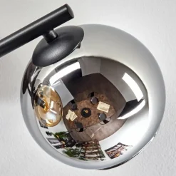 hofstein Koyoto Plafonnier, Boule lumineuse Ambre, Chrome, Fumé, 3 lumières