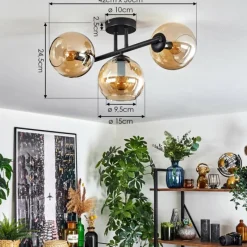 hofstein Koyoto Plafonnier, Boule lumineuse Ambre, 3 lumières